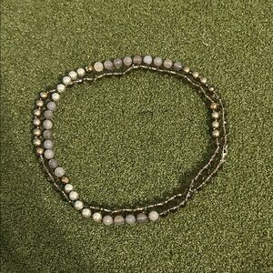 Stella & Dot Gray and Gold Beaded Necklace